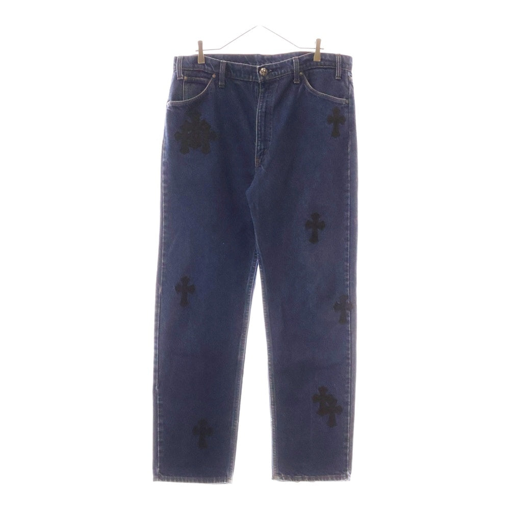 CHROME HEARTS(クロムハーツ) ×U VNTG JEAN 517 BL ORNG TAB ×リーバイス レザークロスパッチ付き517ウォッシュドデニムパンツ インディゴ