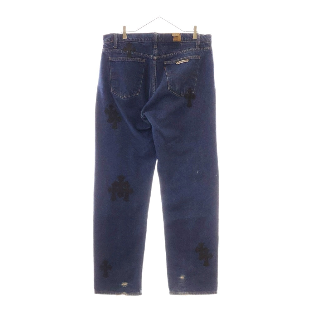CHROME HEARTS(クロムハーツ) ×U VNTG JEAN 517 BL ORNG TAB ×リーバイス レザークロスパッチ付き517ウォッシュドデニムパンツ インディゴ