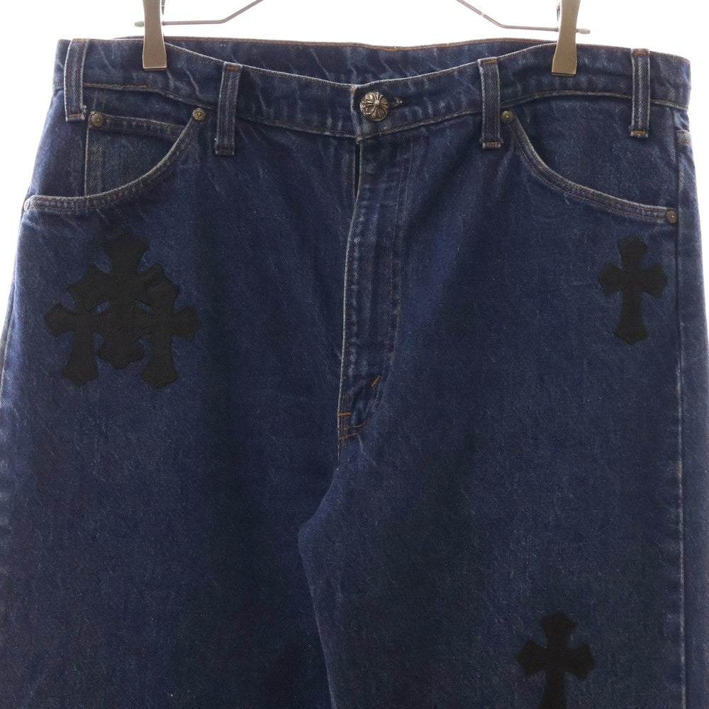 CHROME HEARTS(クロムハーツ) ×U VNTG JEAN 517 BL ORNG TAB ×リーバイス レザークロスパッチ付き517ウォッシュドデニムパンツ インディゴ