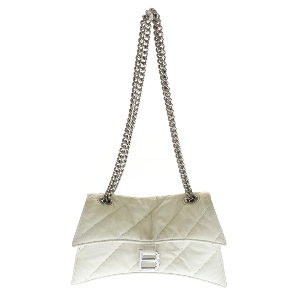 BALENCIAGA(バレンシアガ) Crush Chain Bag 716351 9001 Bロゴ クラッシュチェーンレザーバッグ ホワイト