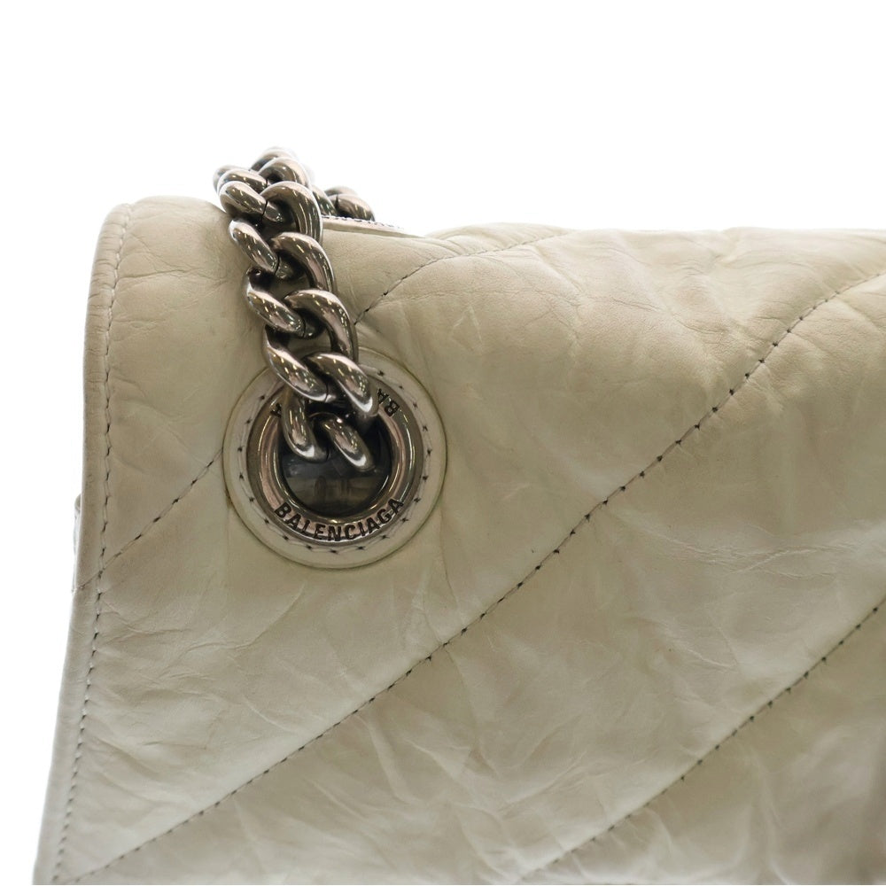 BALENCIAGA(バレンシアガ) Crush Chain Bag 716351 9001 Bロゴ クラッシュチェーンレザーバッグ ホワイト