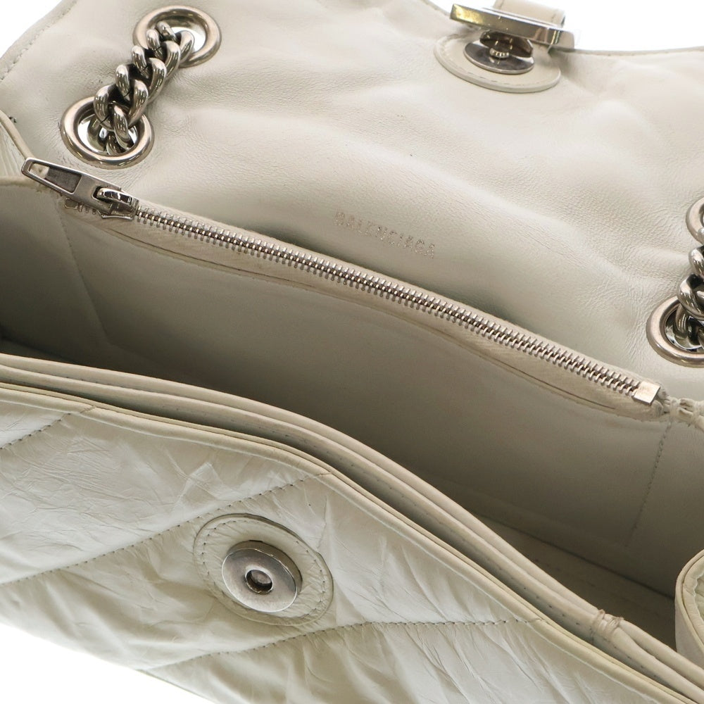 BALENCIAGA(バレンシアガ) Crush Chain Bag 716351 9001 Bロゴ クラッシュチェーンレザーバッグ ホワイト