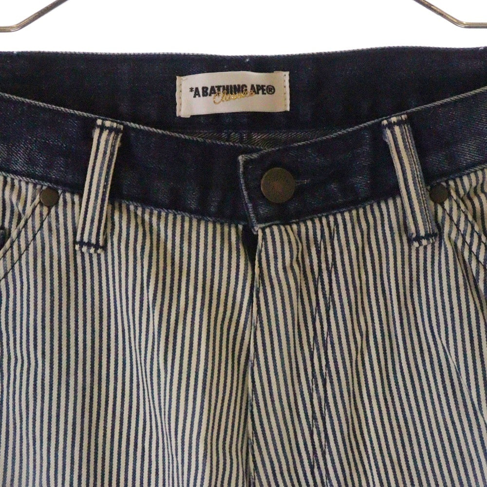 A BATHING APE(アベイシングエイプ) ストライプ デニムショーツ ブルー