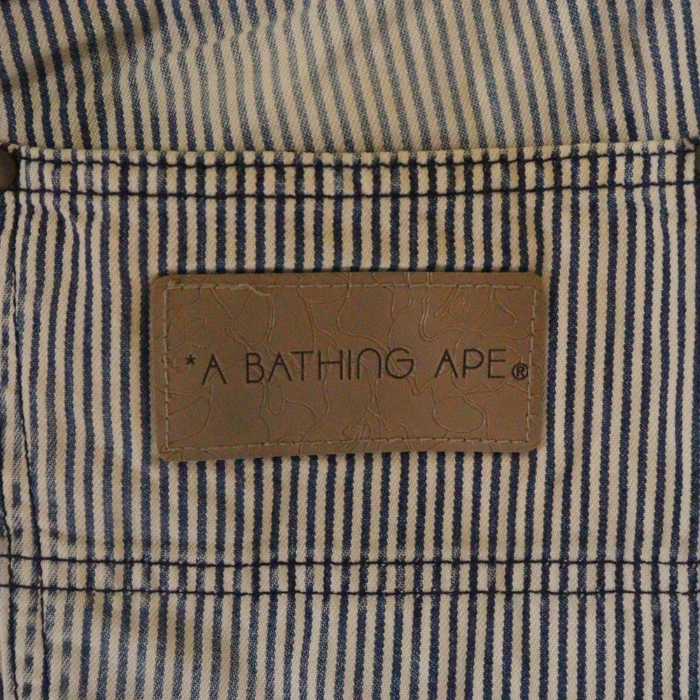 A BATHING APE(アベイシングエイプ) ストライプ デニムショーツ ブルー