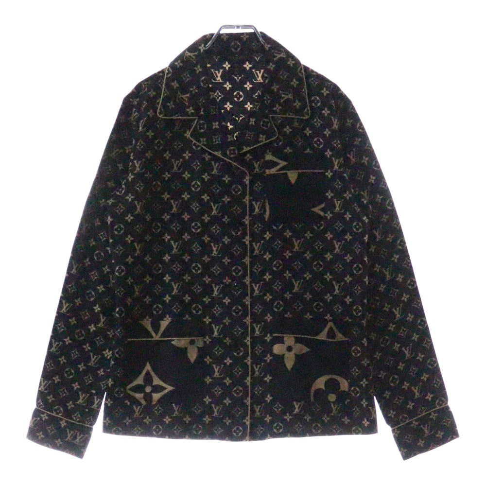 LOUIS VUITTON(ルイヴィトン) 23SS L/S Pajama Shirt RW231W PR0 FOBL06 モノグラム シルク長袖シャツ レディース ブラック/ベージュ