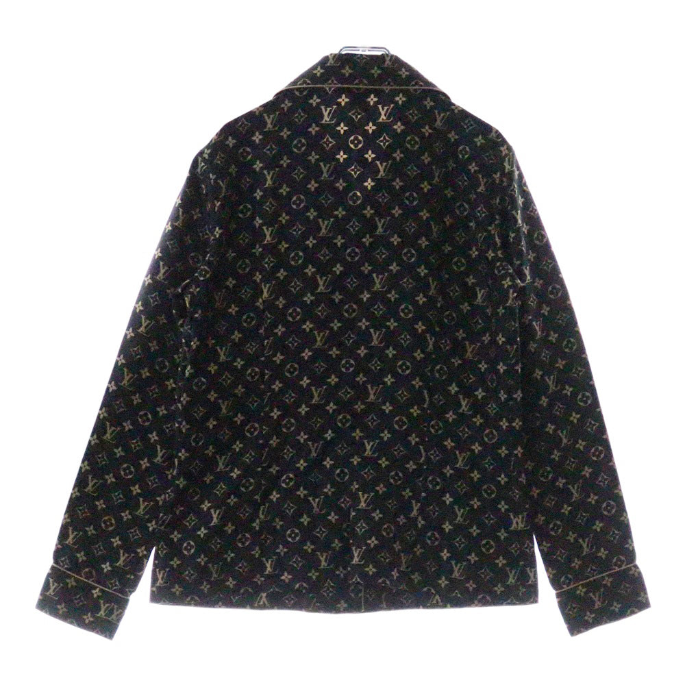 LOUIS VUITTON(ルイヴィトン) 23SS L/S Pajama Shirt RW231W PR0 FOBL06 モノグラム シルク長袖シャツ レディース ブラック/ベージュ