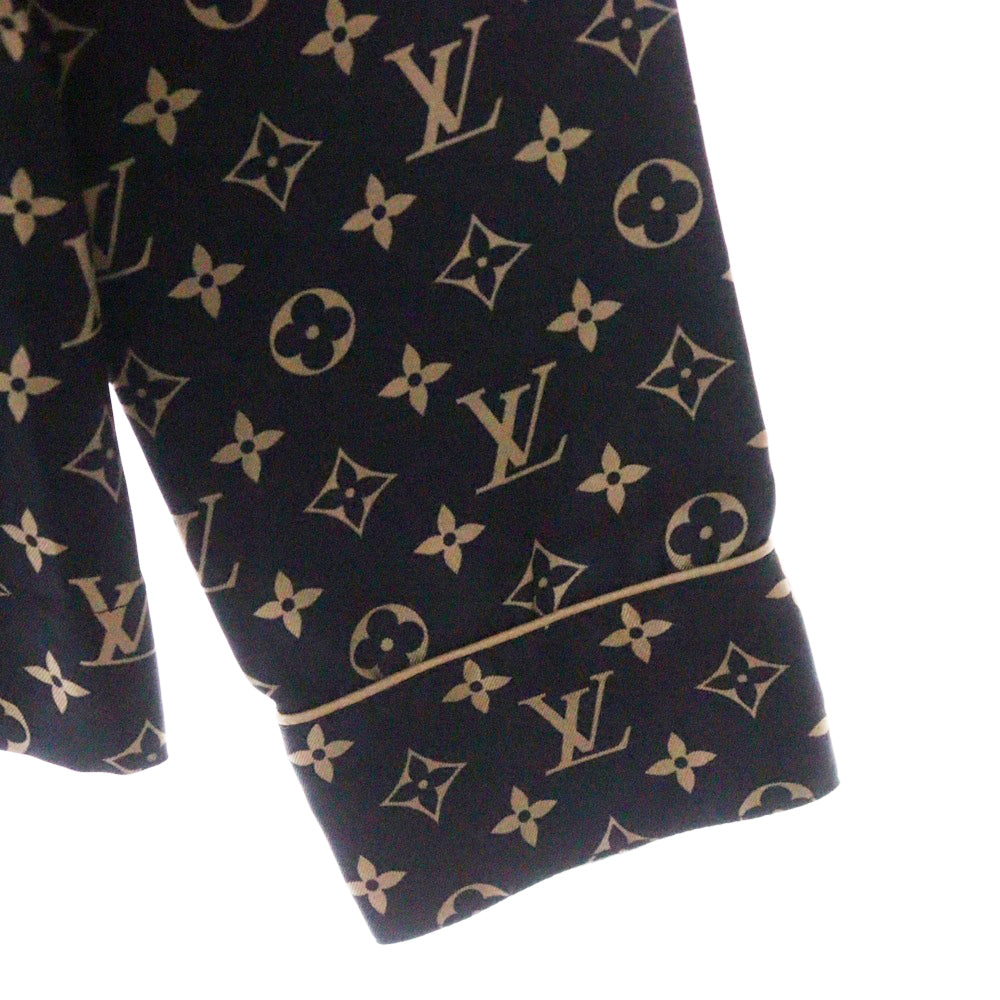 LOUIS VUITTON(ルイヴィトン) 23SS L/S Pajama Shirt RW231W PR0 FOBL06 モノグラム シルク長袖シャツ レディース ブラック/ベージュ