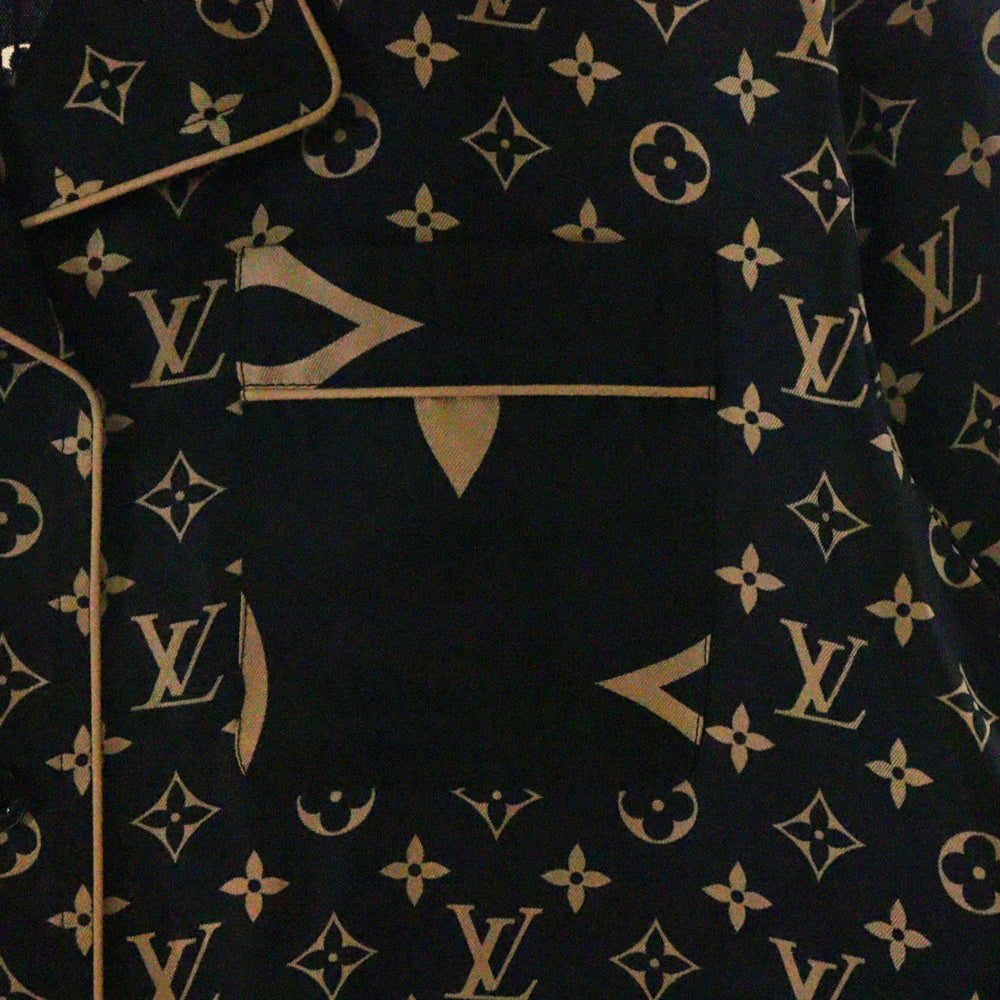 LOUIS VUITTON(ルイヴィトン) 23SS L/S Pajama Shirt RW231W PR0 FOBL06 モノグラム シルク長袖シャツ レディース ブラック/ベージュ