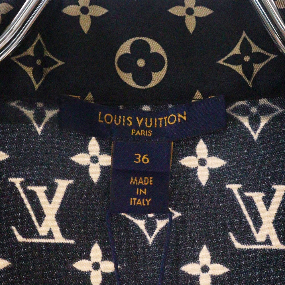 LOUIS VUITTON(ルイヴィトン) 23SS L/S Pajama Shirt RW231W PR0 FOBL06 モノグラム シルク長袖シャツ レディース ブラック/ベージュ