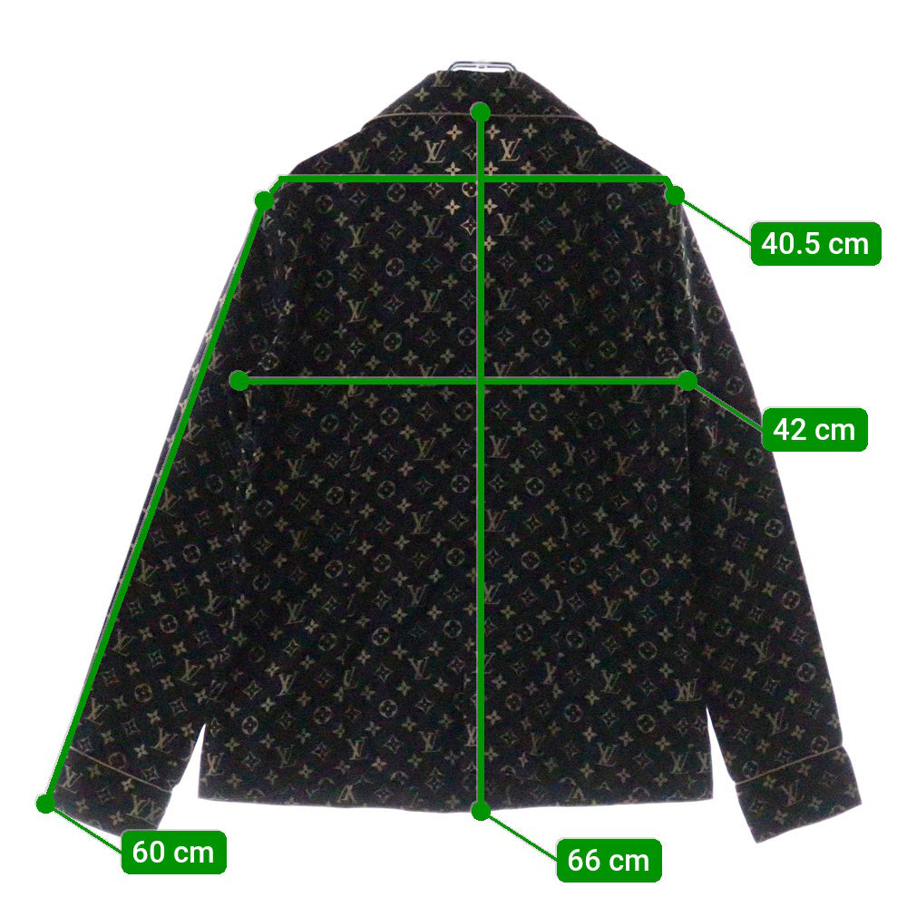 LOUIS VUITTON(ルイヴィトン) 23SS L/S Pajama Shirt RW231W PR0 FOBL06 モノグラム シルク長袖シャツ レディース ブラック/ベージュ