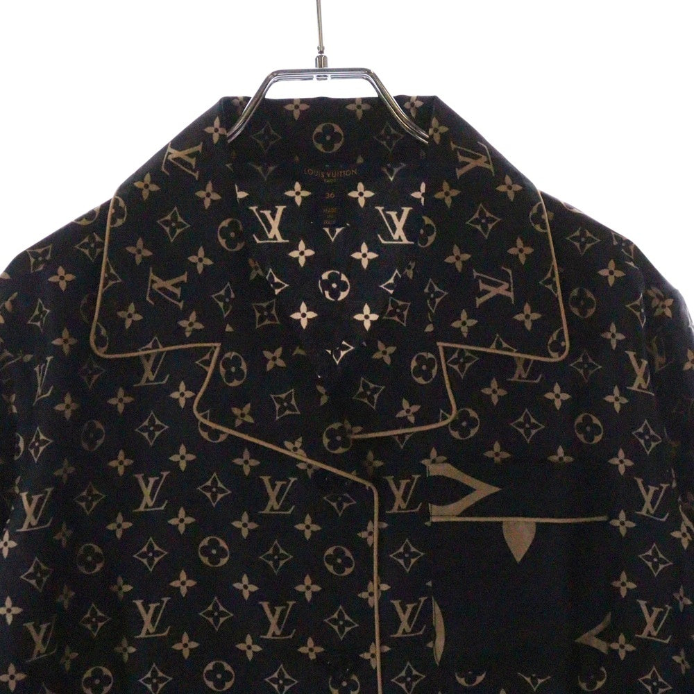 LOUIS VUITTON(ルイヴィトン) 23SS L/S Pajama Shirt RW231W PR0 FOBL06 モノグラム シルク長袖シャツ レディース ブラック/ベージュ