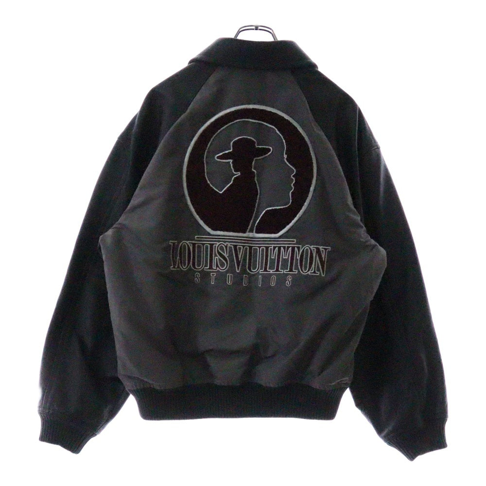 LOUIS VUITTON(ルイヴィトン) 23AW Monoglam Film Studios Mix Leather Blouson RM232 BQV HPL85E モノグラム フィルムスタジオ レザー切替バーシティジャケット グレー