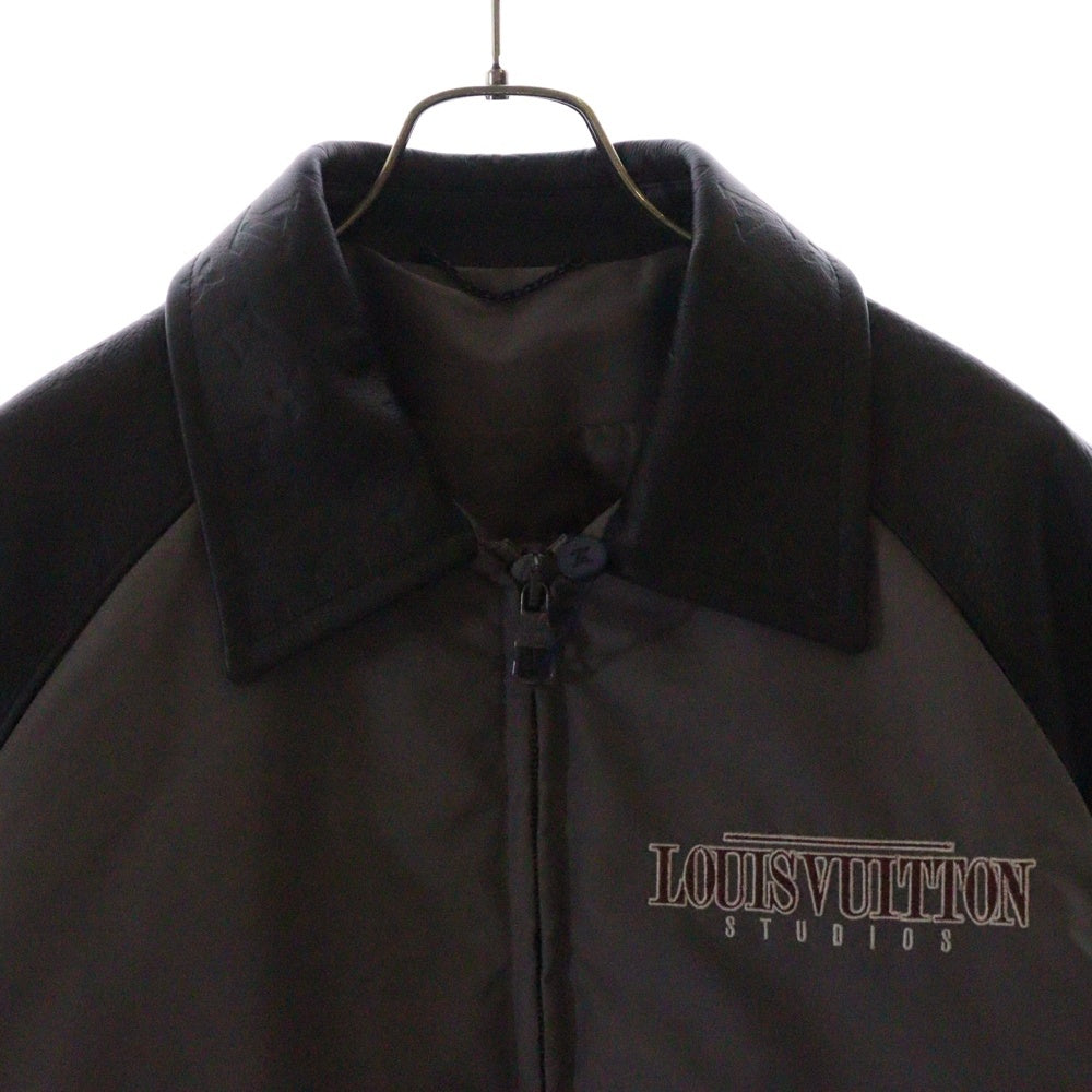 LOUIS VUITTON(ルイヴィトン) 23AW Monoglam Film Studios Mix Leather Blouson RM232 BQV HPL85E モノグラム フィルムスタジオ レザー切替バーシティジャケット グレー