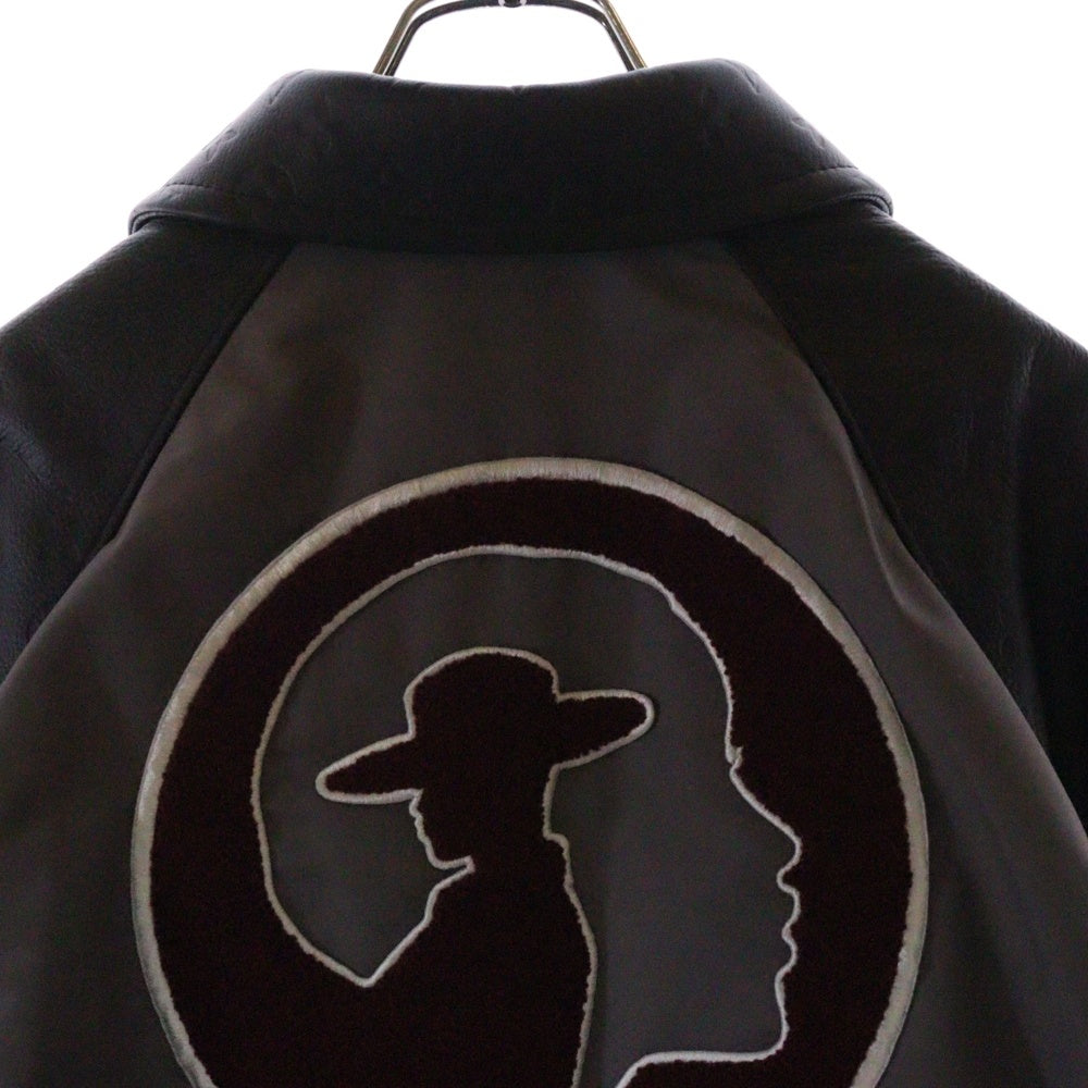 LOUIS VUITTON(ルイヴィトン) 23AW Monoglam Film Studios Mix Leather Blouson RM232 BQV HPL85E モノグラム フィルムスタジオ レザー切替バーシティジャケット グレー