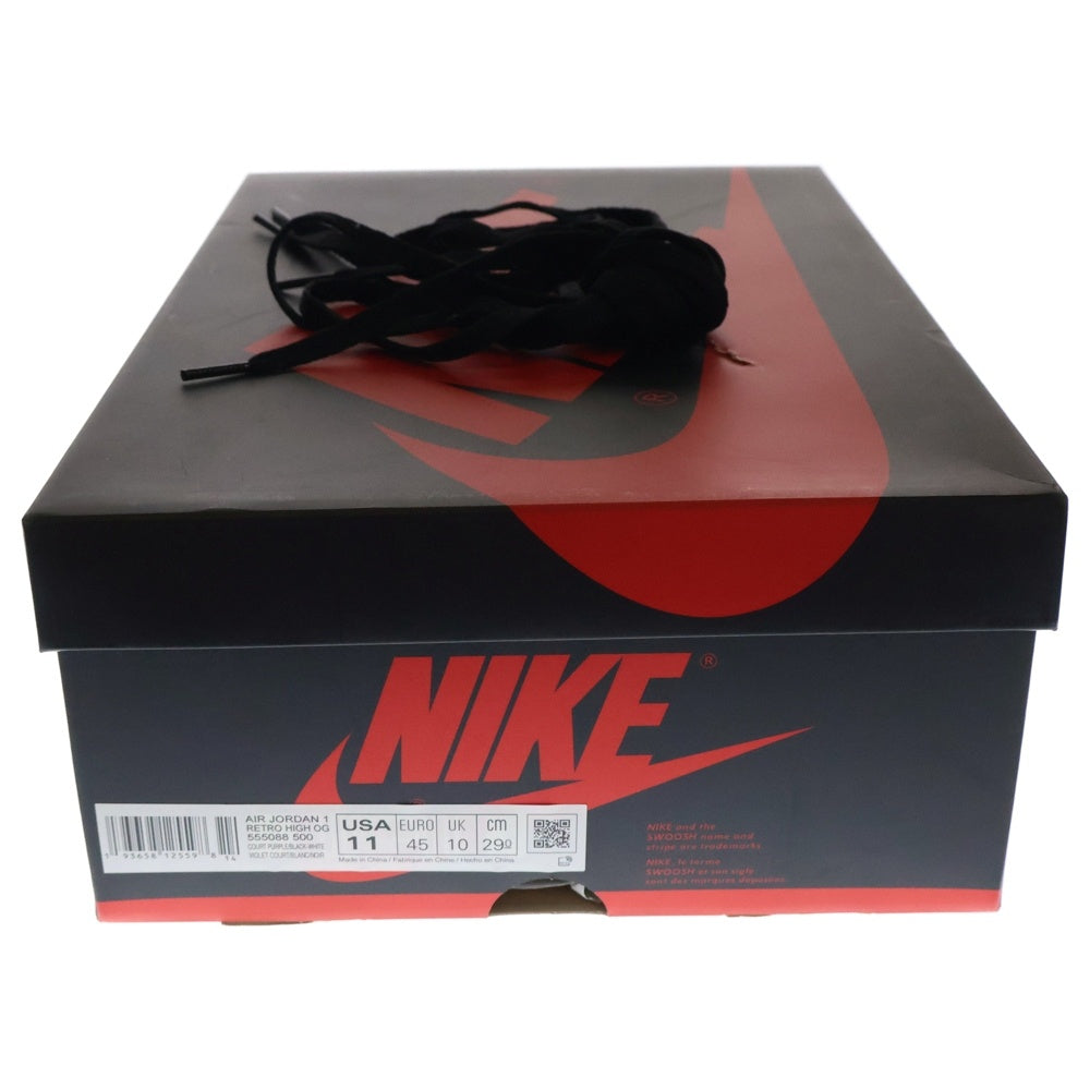 NIKE(ナイキ) AIR JORDAN 1 RETRO HIGH OG COURT PURPLE 555088-500 エアジョーダン1 コートパープル ハイカットスニーカー ホワイト/パープル US11/29.0cm