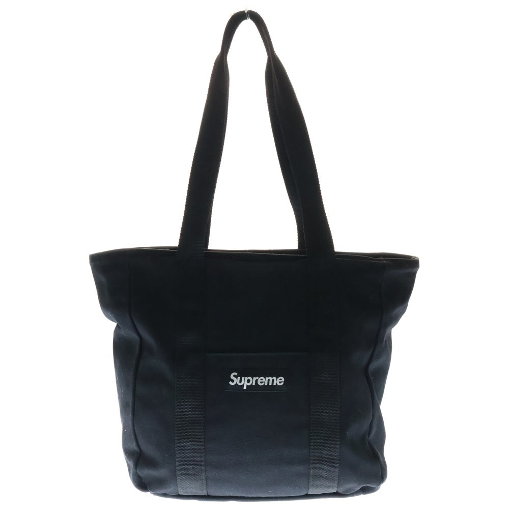 SUPREME(シュプリーム) 22AW Logo Canvas Tote フロントロゴ キャンバス トートバッグ ブラック