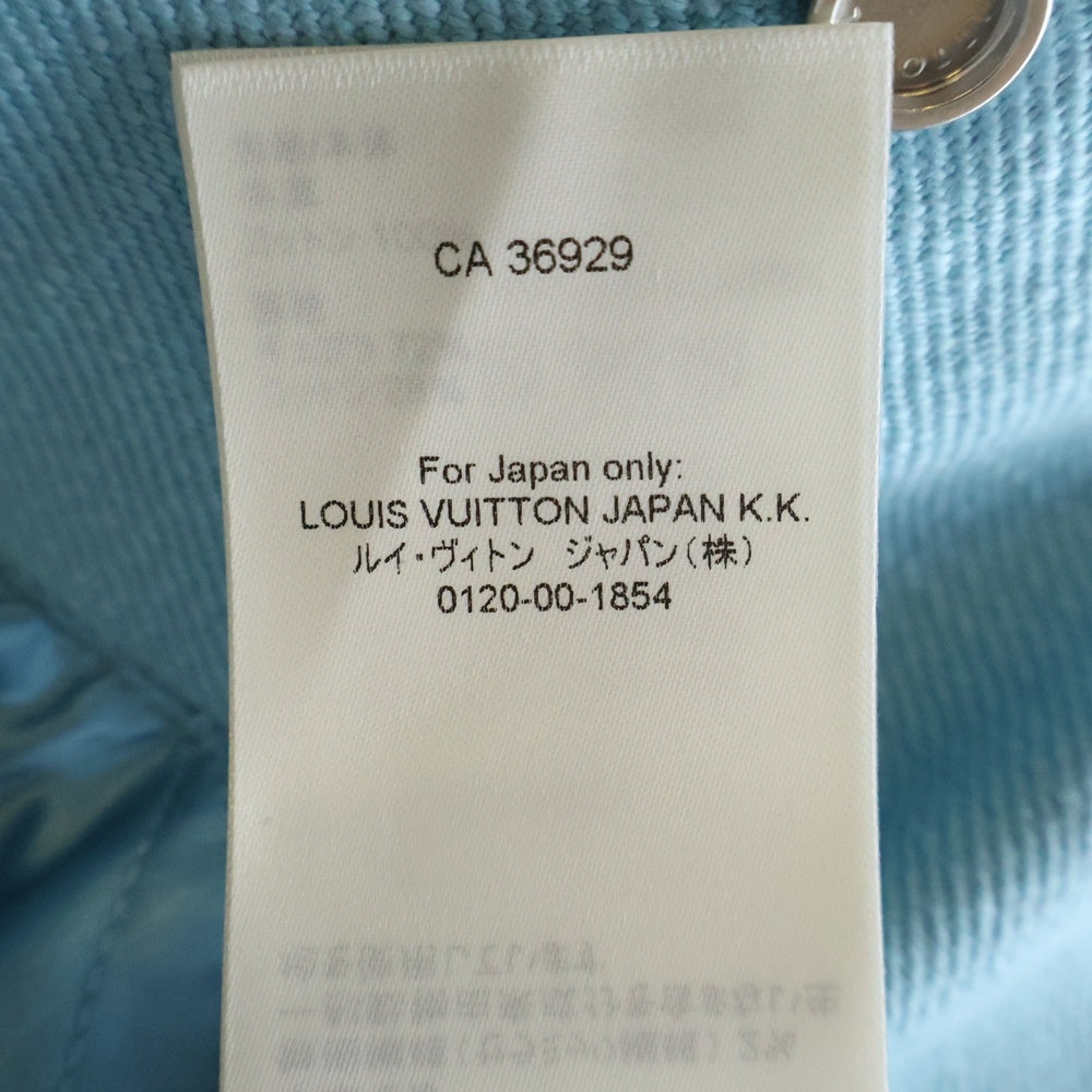 LOUIS VUITTON(ルイヴィトン) 23AW ×YK Embroidered Faces Varsity Blouson RM232H VN6 HOL30E ×草間彌生 パッチワーク バーシティレザー切り替えジャケット スタジャン ブルー/ホワイト