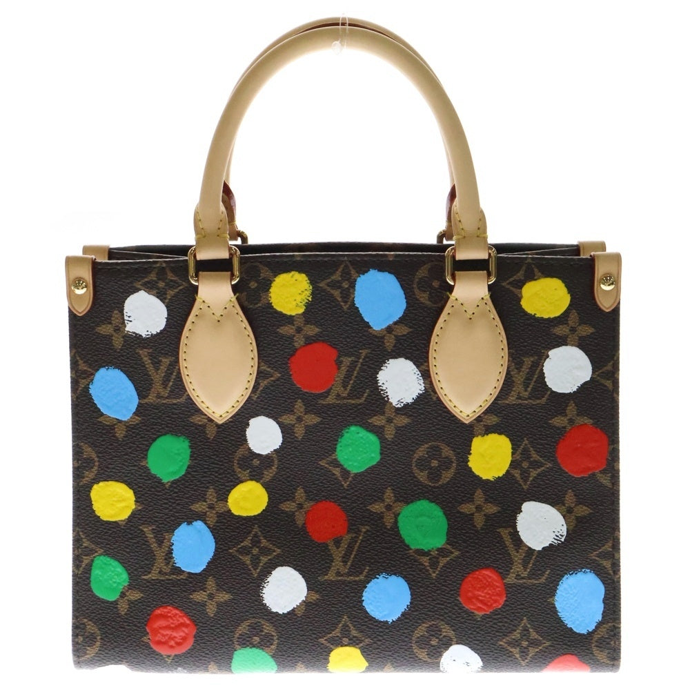 LOUIS VUITTON(ルイヴィトン) 23SS ×YK OnThe Go PM Leather Handbag M46380 ×草間彌生 オンザゴー PM モノグラムレザー2WAYハンドバッグ ブラウン