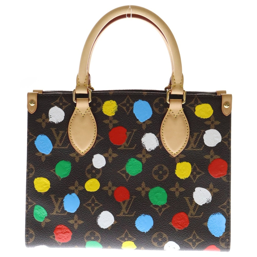 LOUIS VUITTON(ルイヴィトン) 23SS ×YK OnThe Go PM Leather Handbag M46380 ×草間彌生 オンザゴー PM モノグラムレザー2WAYハンドバッグ ブラウン