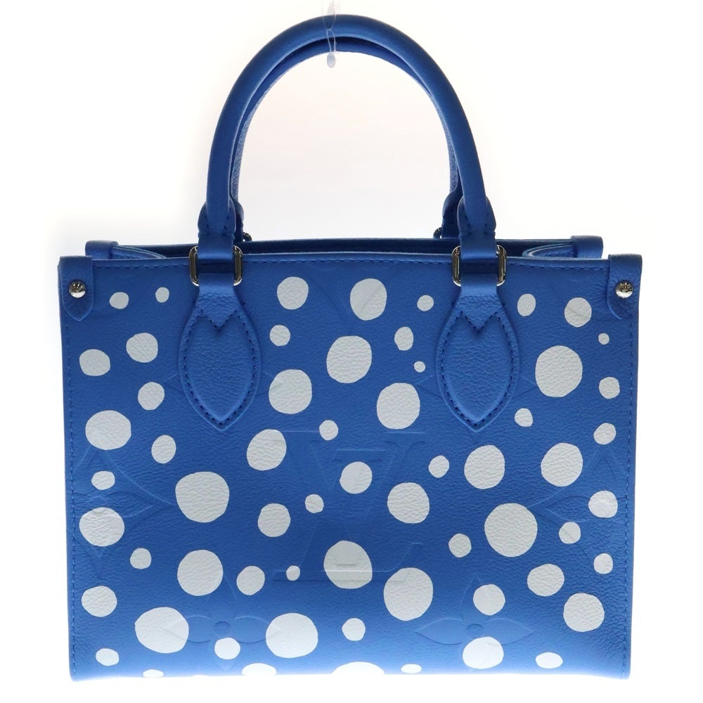 LOUIS VUITTON(ルイヴィトン) 23SS ×YK OnThe Go PM Leather Handbag M46424 ×草間彌生 オンザゴー PM モノグラムレザー2WAYハンドバッグ ブルー
