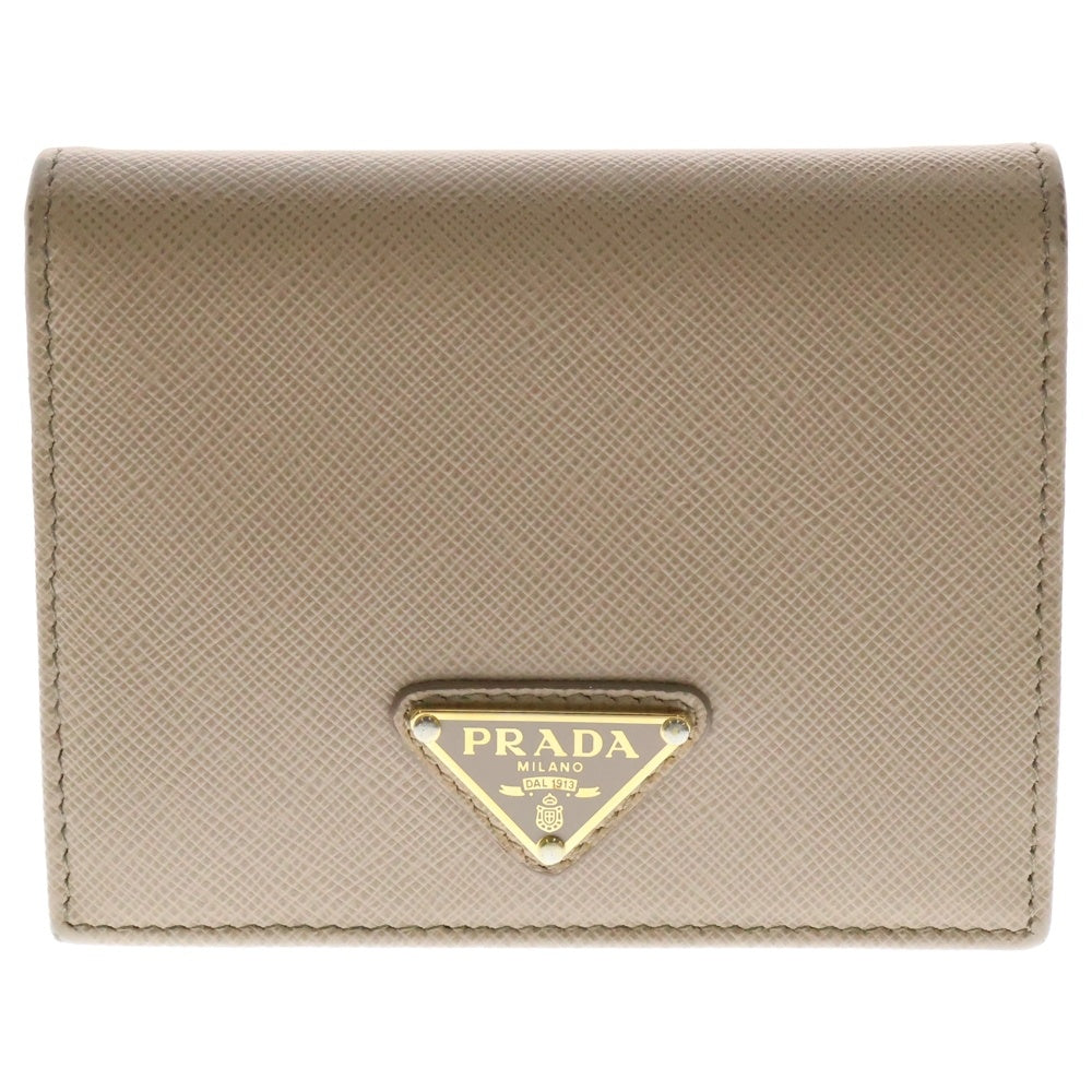 PRADA(プラダ) サフィアーノ 2つ折り コンパクトウォレット ベージュ レディース