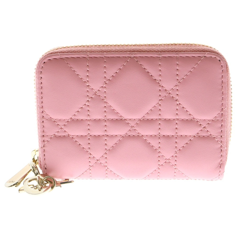Christian Dior(クリスチャンディオール) ヴォヤージュ ラムスキン レザー コインケース ラウンドジップ コンパクトウォレット 財布 ピンク レディース S0985ONMJ_M49P