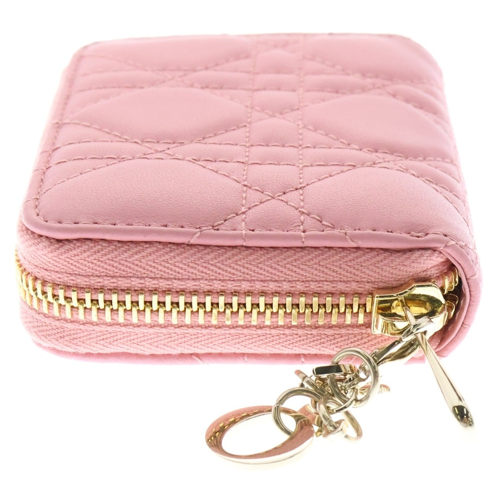 Christian Dior(クリスチャンディオール) ヴォヤージュ ラムスキン レザー コインケース ラウンドジップ コンパクトウォレット 財布 ピンク レディース S0985ONMJ_M49P