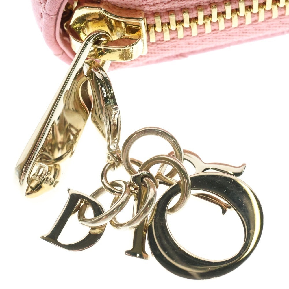 Christian Dior(クリスチャンディオール) ヴォヤージュ ラムスキン レザー コインケース ラウンドジップ コンパクトウォレット 財布 ピンク レディース S0985ONMJ_M49P
