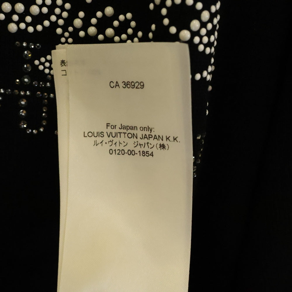 LOUIS VUITTON(ルイヴィトン) 24AW Embellished Short-Sleeved Cotton Crewneck T-shirt 1AFVSA アメリカズカップ エンベリッシュド ラインストーンTシャツ 半袖カットソー ブラック