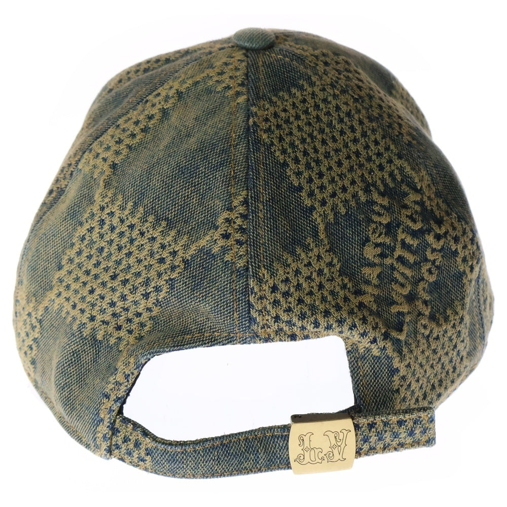 LOUIS VUITTON(ルイヴィトン) キャップダミエ ウォッシュドデニム LVレザーロゴキャップ ベースボールキャップ インディゴ M7690L