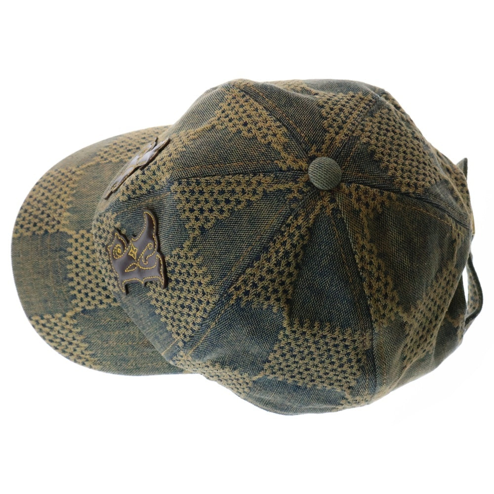 LOUIS VUITTON(ルイヴィトン) キャップダミエ ウォッシュドデニム LVレザーロゴキャップ ベースボールキャップ インディゴ M7690L