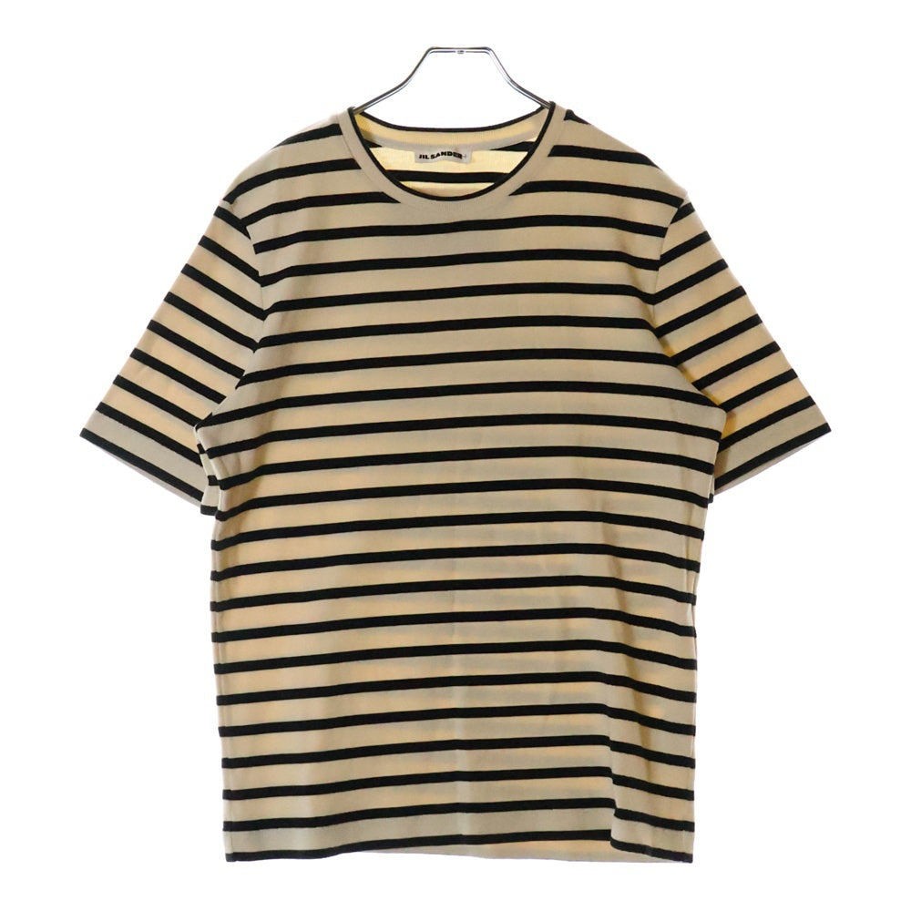 JIL SANDER +(ジルサンダープラス) バックロゴ ボーダー 半袖カットソー Tシャツ ブラック/ベージュ J47GC0109 J46497