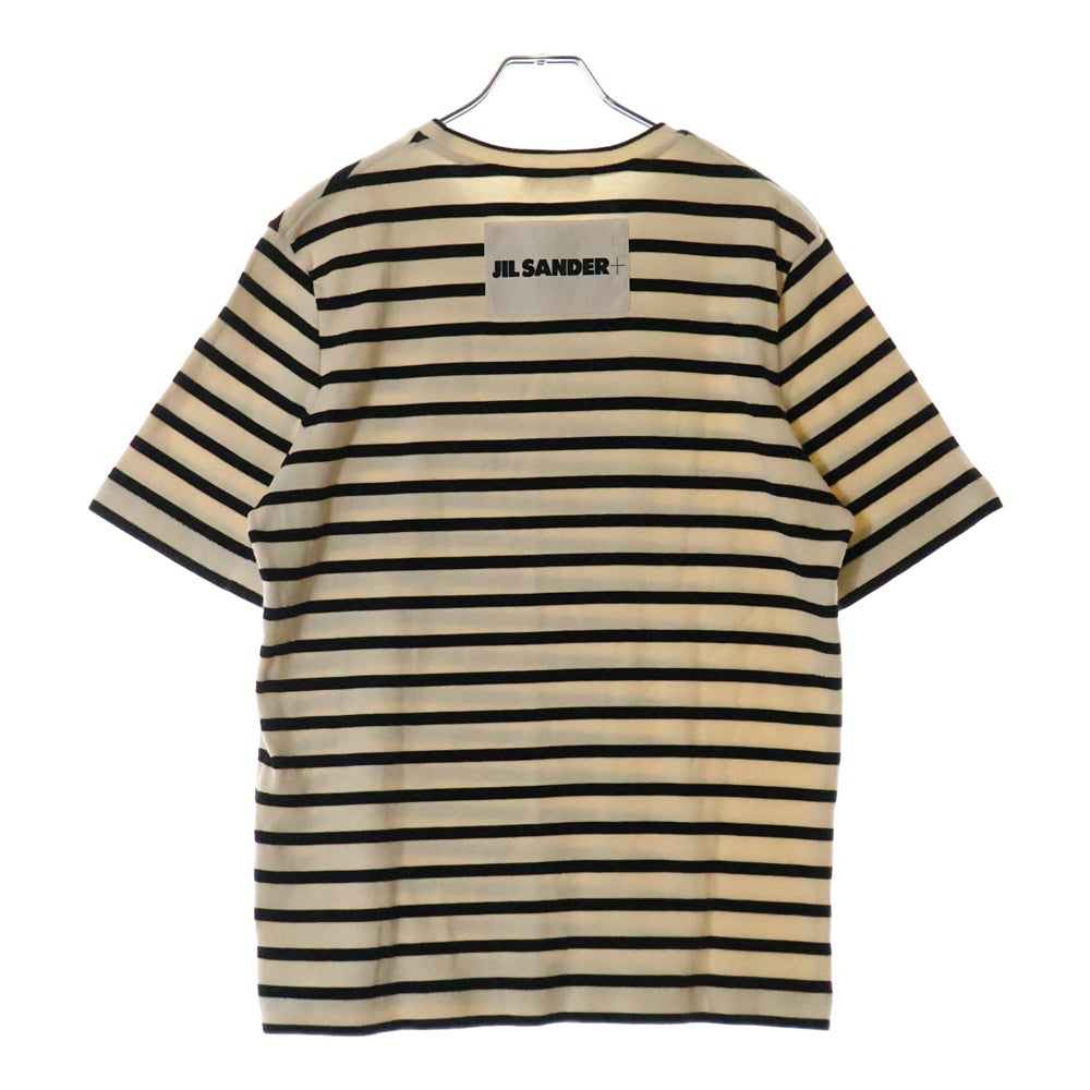 JIL SANDER +(ジルサンダープラス) バックロゴ ボーダー 半袖カットソー Tシャツ ブラック/ベージュ J47GC0109 J46497