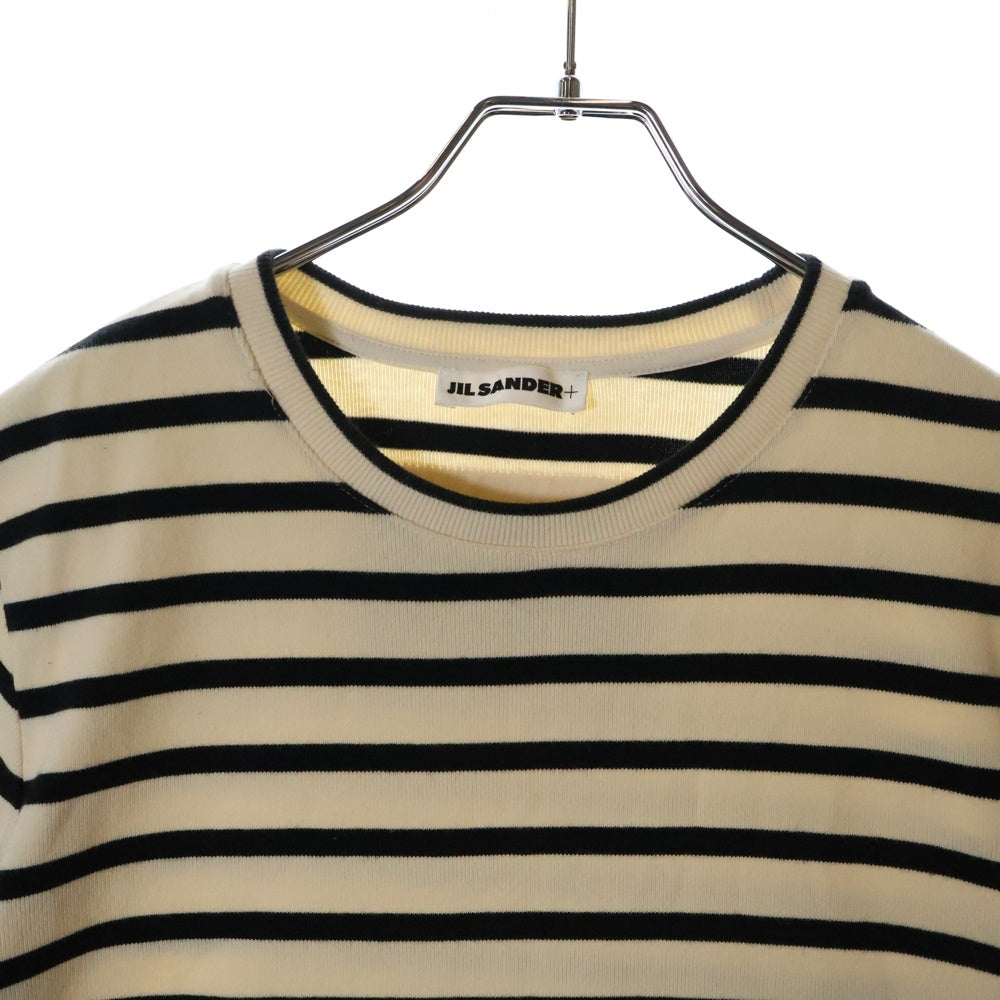 JIL SANDER +(ジルサンダープラス) バックロゴ ボーダー 半袖カットソー Tシャツ ブラック/ベージュ J47GC0109 J46497