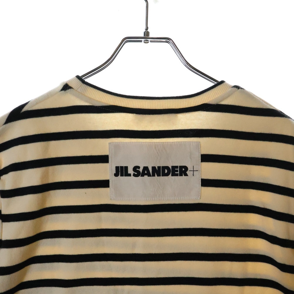 JIL SANDER +(ジルサンダープラス) バックロゴ ボーダー 半袖カットソー Tシャツ ブラック/ベージュ J47GC0109 J46497