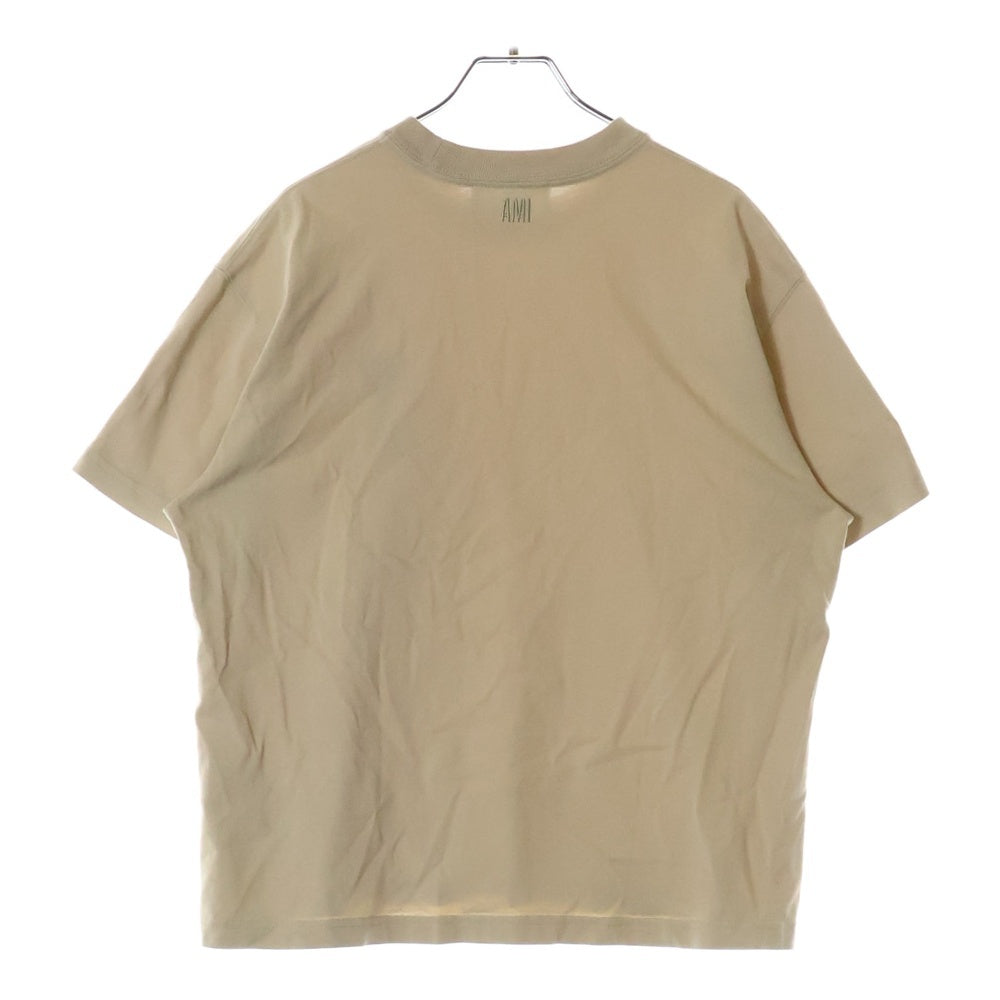 AMI Alexandre Mattiussi(アミアレクサンドルマテュッシ) ハートロゴ 刺繍 クルーネック 半袖Tシャツ カットソー ベージュ E22UTS002.726