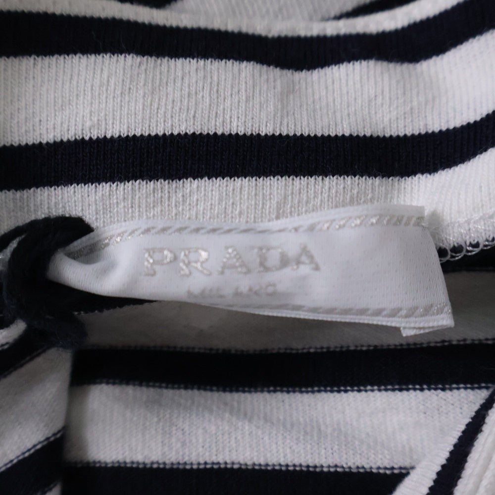 PRADA(プラダ) ボーダー長袖Tシャツ UJL07B S231 111Q ホワイト/ネイビー