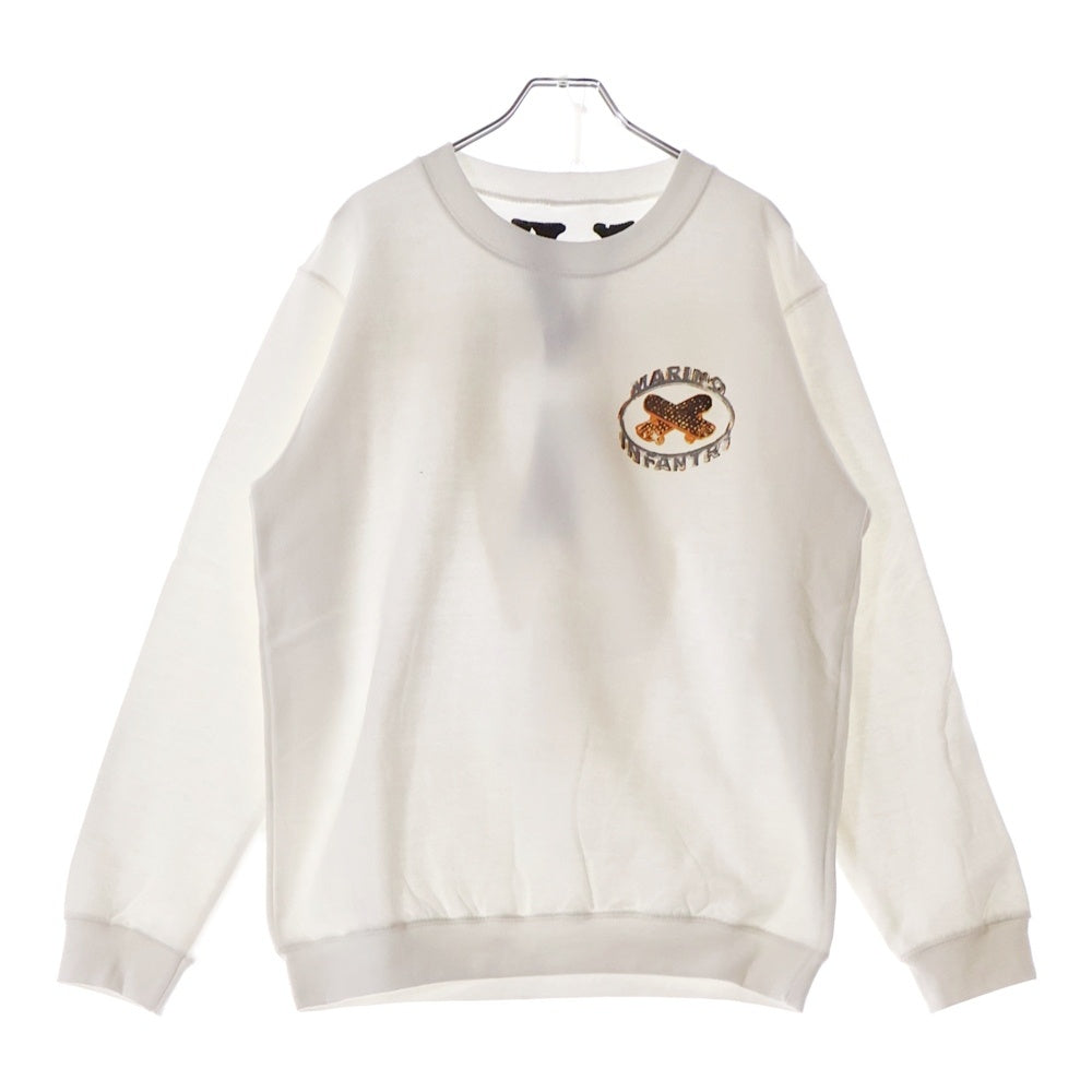 VLONE(ヴィーロン) ×Marino Infantry Logo Sweat Shirt マリノインファントリー ロゴプリント クルーネックスウェットシャツ トレーナー ホワイト