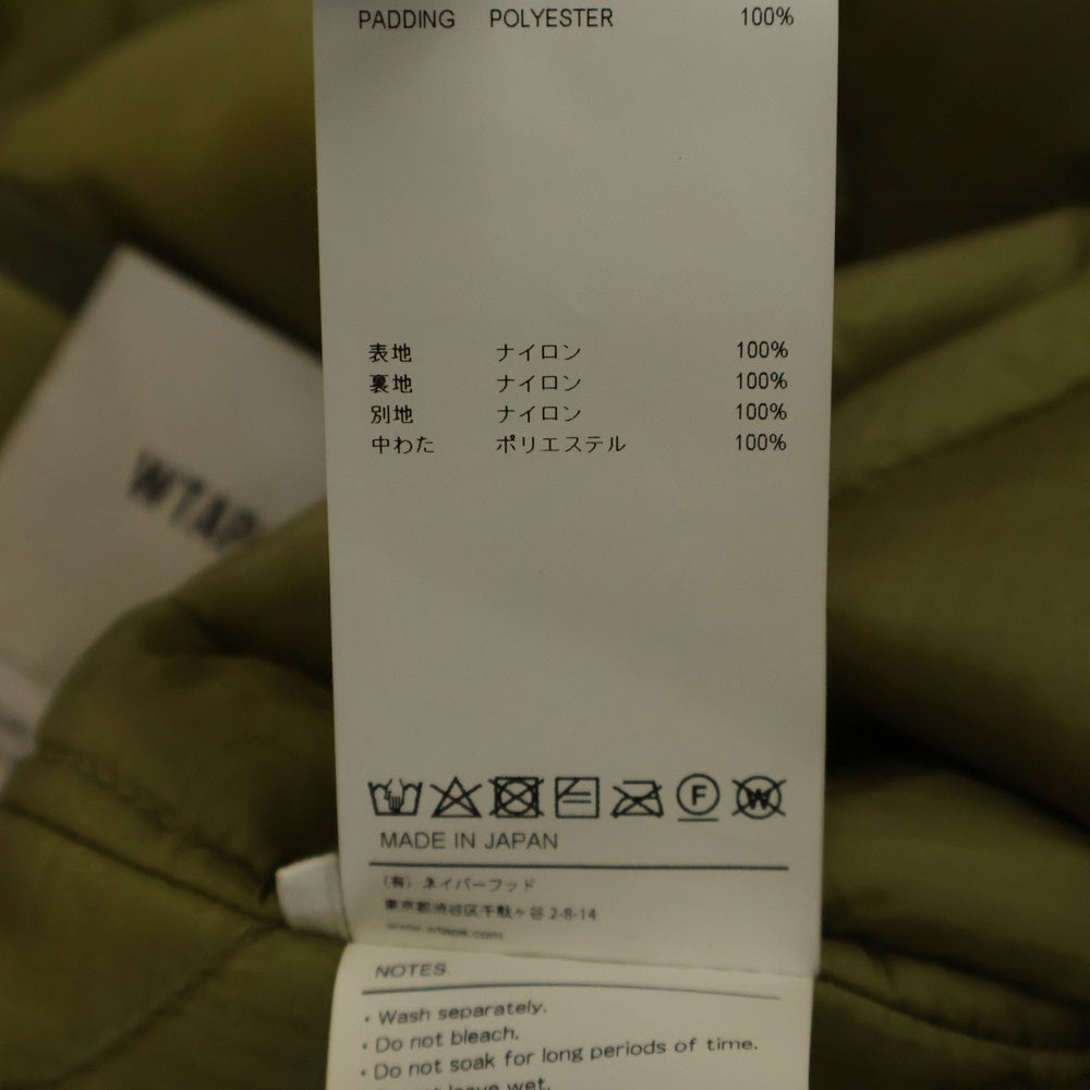 WTAPS(ダブルタップス) 24AW WLJ Jacket Nylon. Ripstop. VV 241CWDT-JKM02 ナイロン リップストップ キルティング ジャケット カーキ