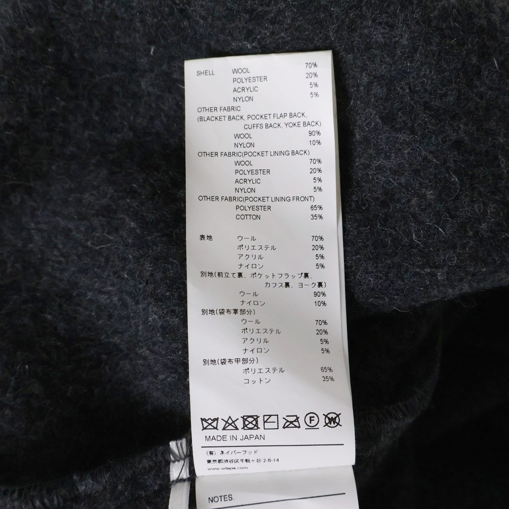 WTAPS(ダブルタップス) 21AW WCPO 02 JACKET WOPO MOSSER TEXTILE 212WVDT-JKM02 ダブルフェイスモッサー オーバーシャツジャケット ネイビー