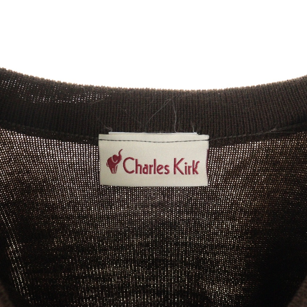 The Ennoy Professional(エンノイプロフェッショナル) 22AW ×CHARLES KIRK チャールズカーク ロゴ刺繍 アクリル クルーネック ニット セーター ブラウン