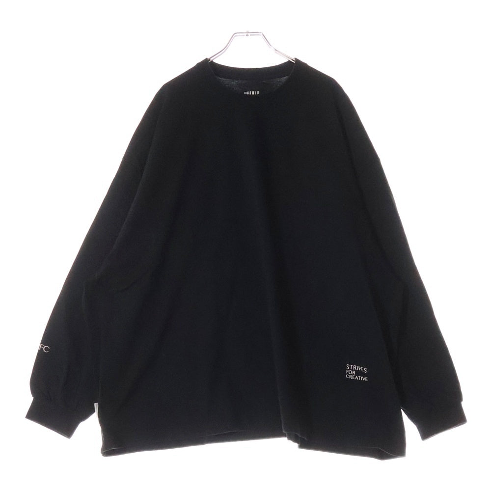 S.F.C(ストライプス フォー クリエイティ) ロゴ刺繍 クルーネック 長袖Tシャツ カットソー ブラック