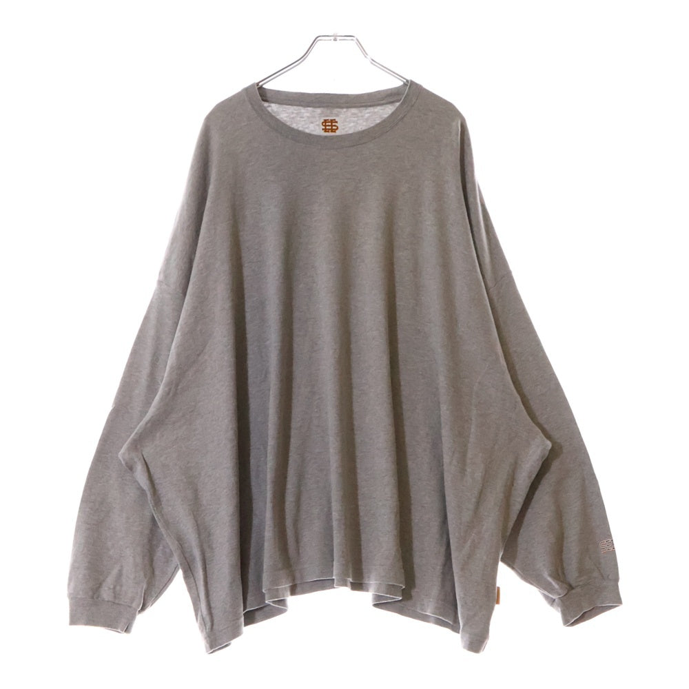 SEE SEE(シーシー) ×YES GOOD MARKET イエスグッドマーケット ロゴ刺繍 ボーダー クルーネック 長袖Tシャツ カットソー グレー