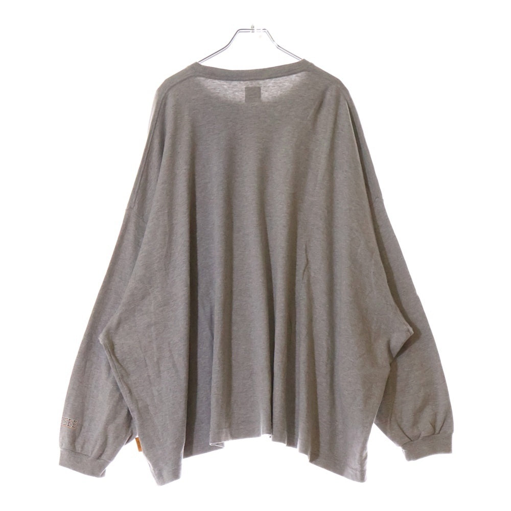 SEE SEE(シーシー) ×YES GOOD MARKET イエスグッドマーケット ロゴ刺繍 ボーダー クルーネック 長袖Tシャツ カットソー グレー