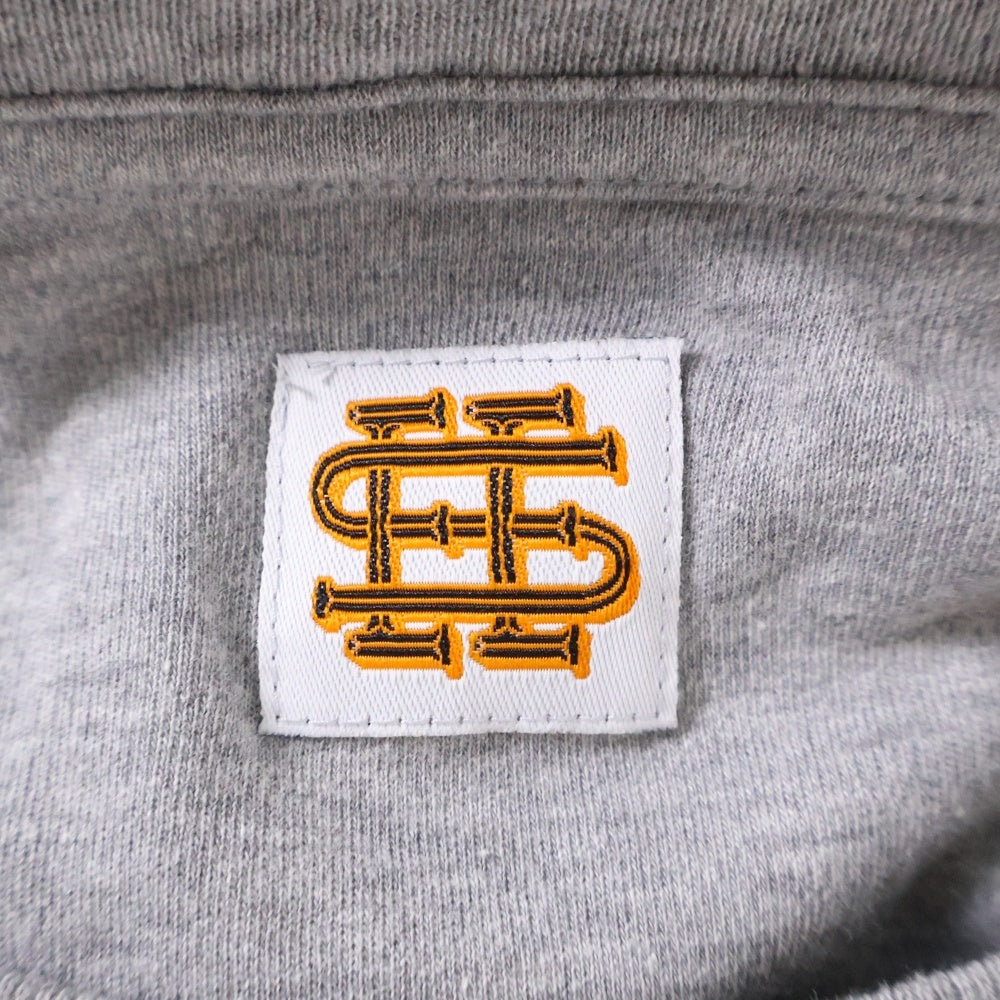 SEE SEE(シーシー) ×YES GOOD MARKET イエスグッドマーケット ロゴ刺繍 ボーダー クルーネック 長袖Tシャツ カットソー グレー