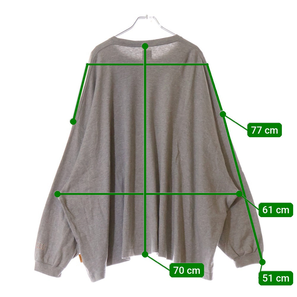 SEE SEE(シーシー) ×YES GOOD MARKET イエスグッドマーケット ロゴ刺繍 ボーダー クルーネック 長袖Tシャツ カットソー グレー