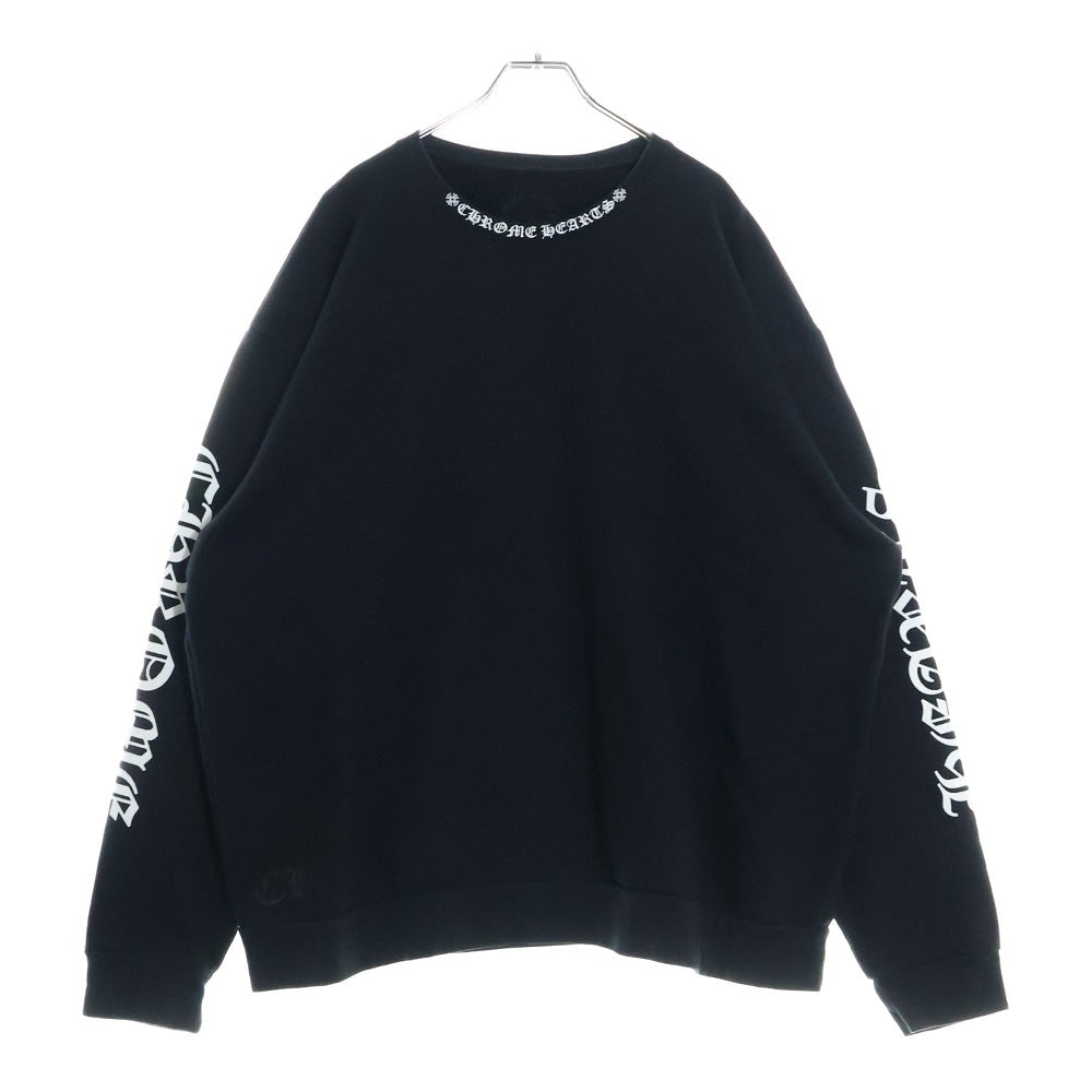CHROME HEARTS(クロムハーツ) SWTSHRT PLVR ネックロゴプリント クルーネックスウェットトレーナー ブラック