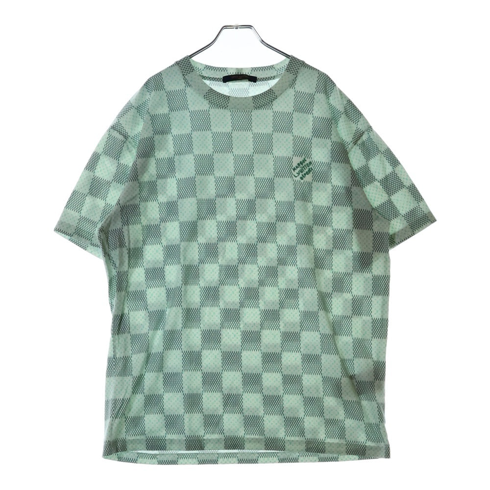 LOUIS VUITTON(ルイヴィトン) 24AW ダミエ モノグラムプリント クルーネック コットン 半袖Tシャツ カットソー ホワイト/グリーン RM242MM NPG HRY10W