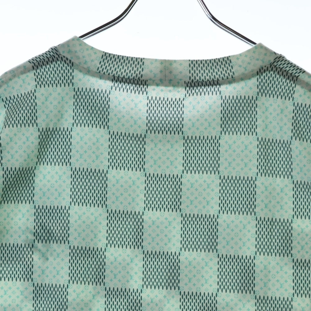 LOUIS VUITTON(ルイヴィトン) 24AW ダミエ モノグラムプリント クルーネック コットン 半袖Tシャツ カットソー ホワイト/グリーン RM242MM NPG HRY10W