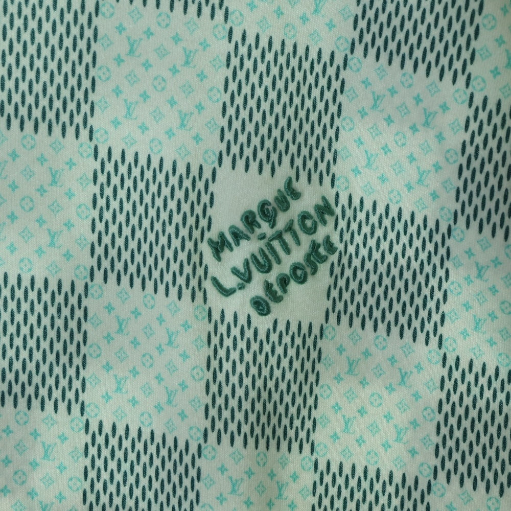 LOUIS VUITTON(ルイヴィトン) 24AW ダミエ モノグラムプリント クルーネック コットン 半袖Tシャツ カットソー ホワイト/グリーン RM242MM NPG HRY10W
